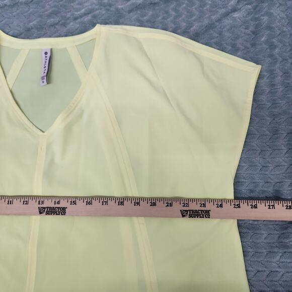 ATHLETA BOULEVARD V-NECK TEE T-SHIRT Size 1X Neon Yellow Green - Picture 5 of 10